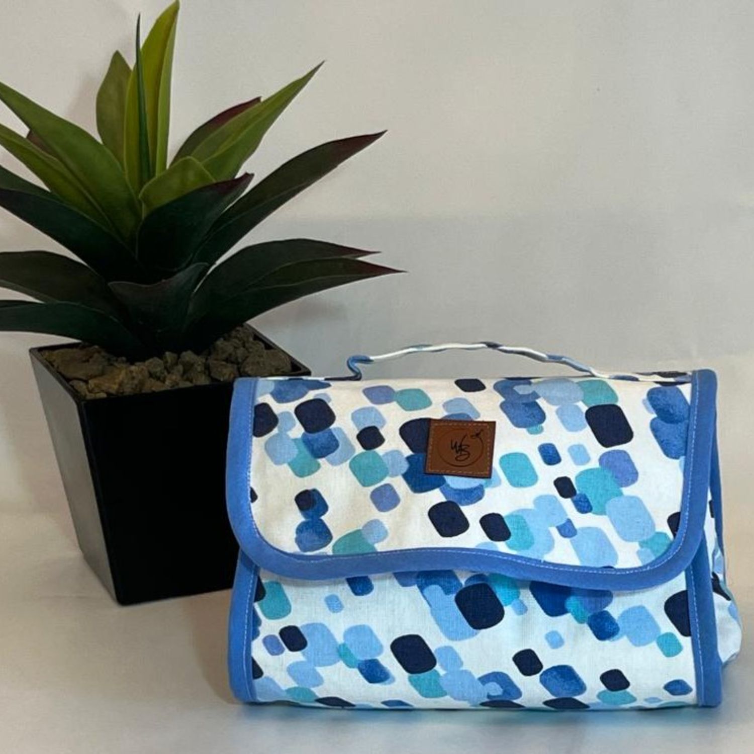 Blocky Blue Makeup Bag