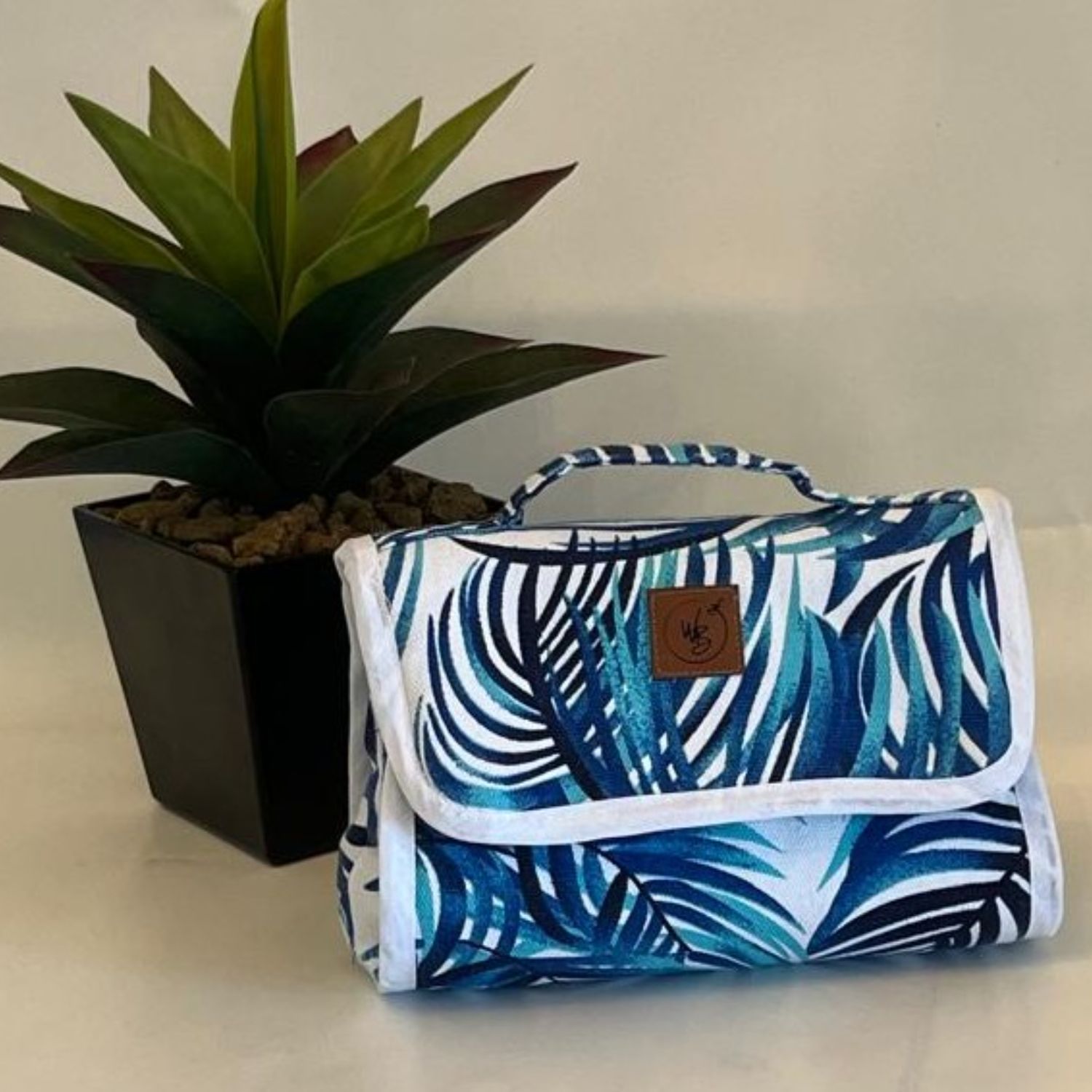 Blue Leaves Makeup Bag