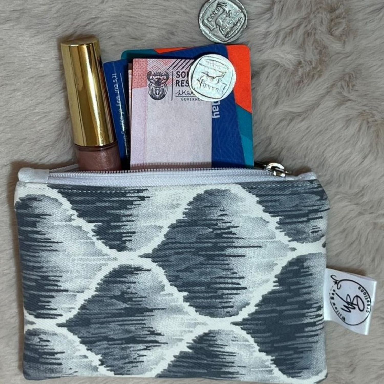 Mini Purse – Grey & White